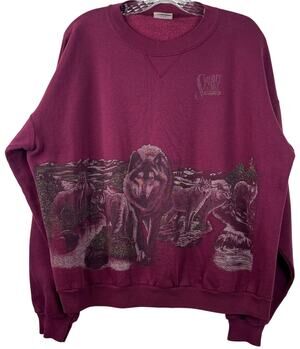 Spirit Lake Outfitters Vintage Pullover Streetwear Sweatshirt Wolfs Print Size L